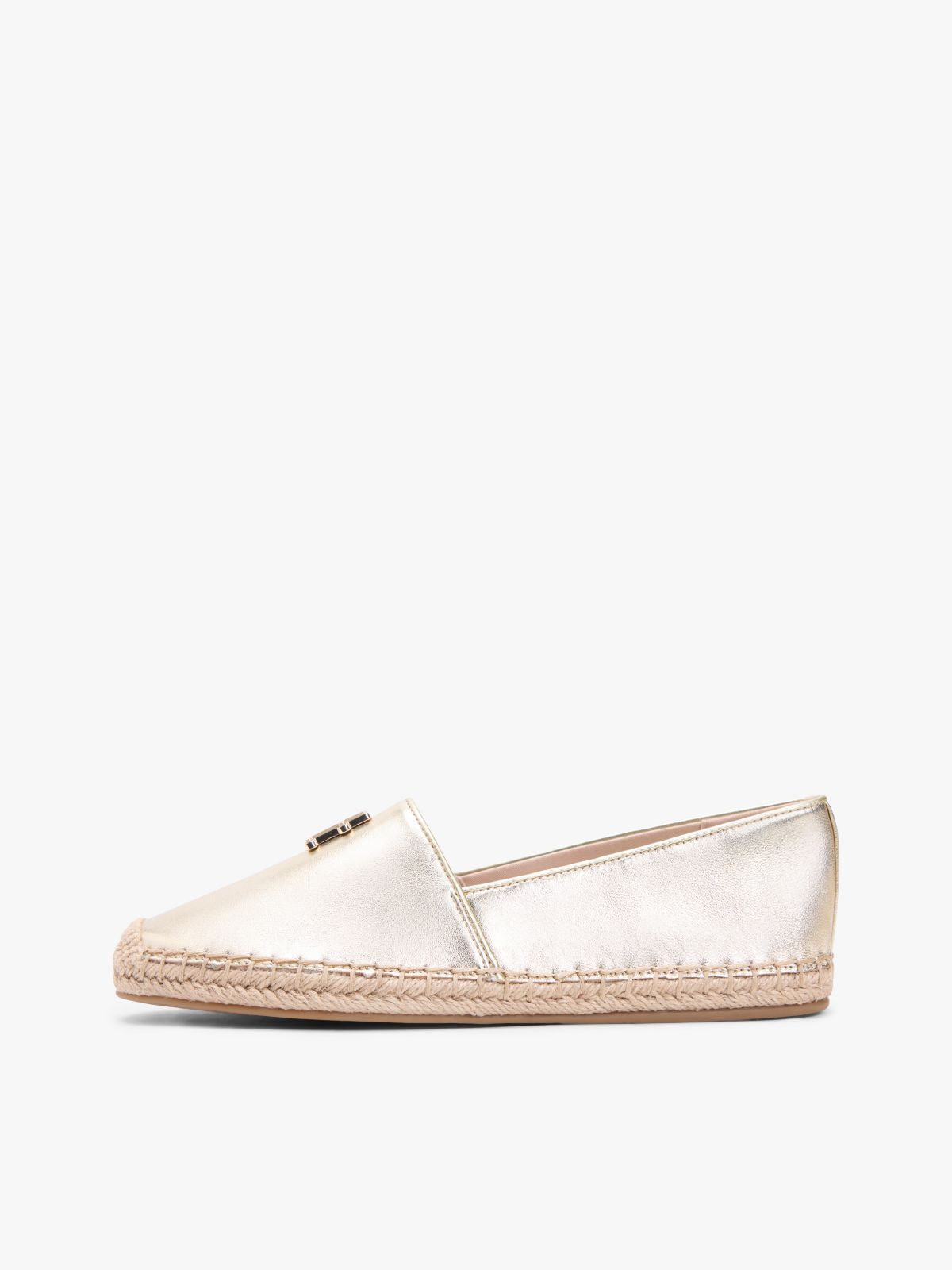 TH Monogram Metallic Leather Espadrille — Gold