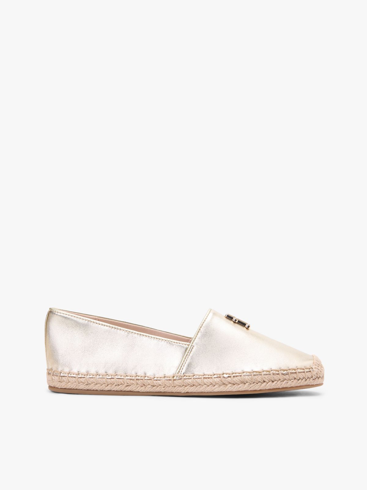 TH Monogram Metallic Leather Espadrille — Gold