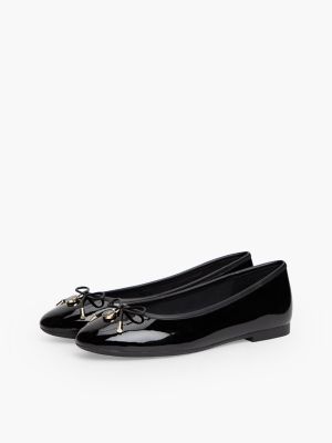 Женские балетки Tommy Hilfiger Patent Leather Ballet Flat, цвет: Чёрный — фото 2