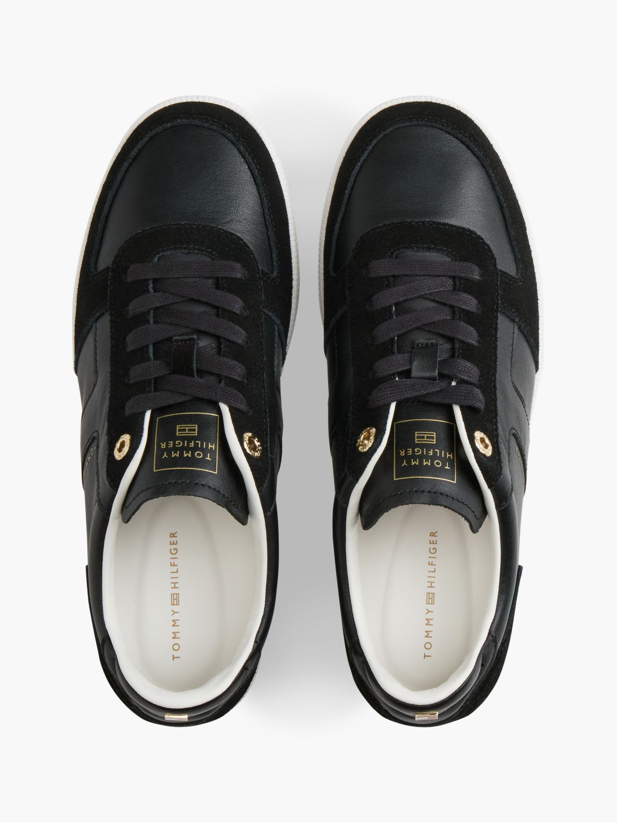 Tribeca Leather-Mix Skater Sneaker — Black