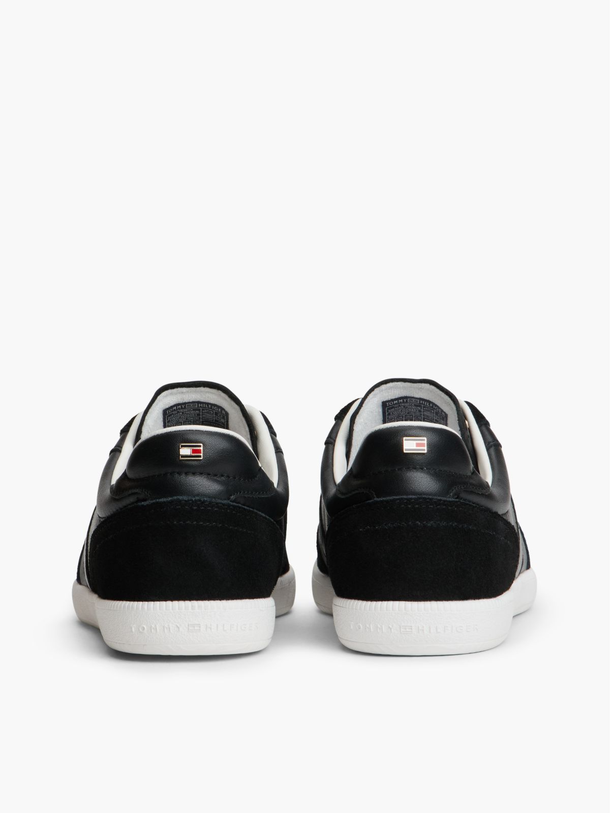 Tribeca Leather-Mix Skater Sneaker — Black