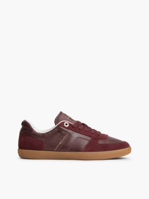 Tribeca Leather-Mix Skater Sneaker, Oxblood