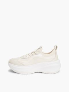 Mixed-Media Platform Runner Sneaker — Soft Cream 7