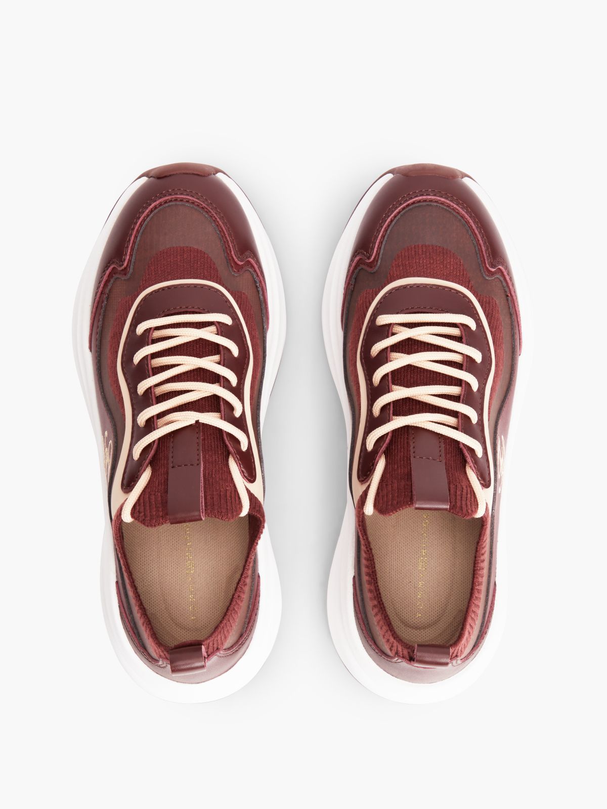 Mixed-Media Platform Runner Sneaker — Oxblood