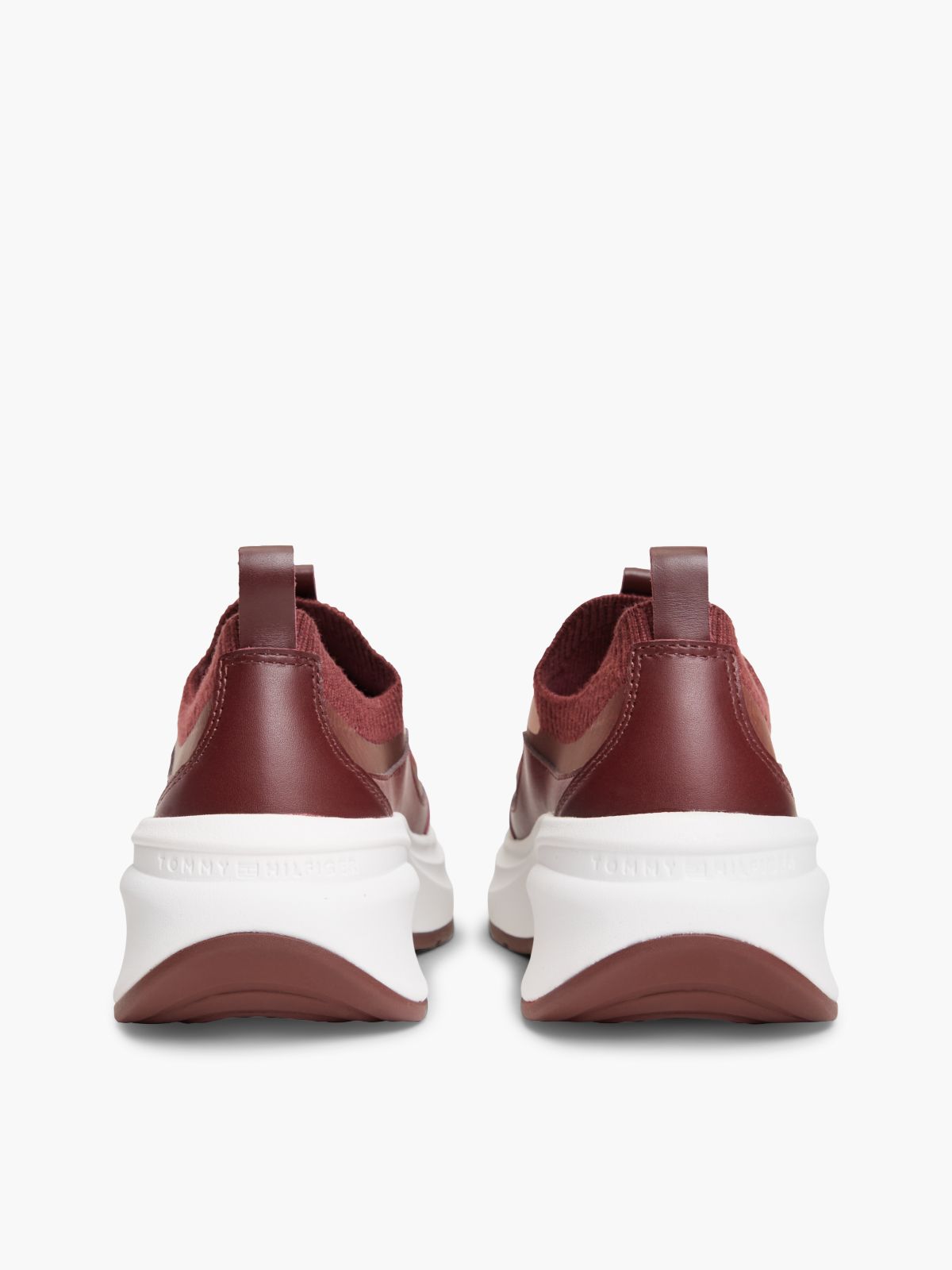 Mixed-Media Platform Runner Sneaker — Oxblood