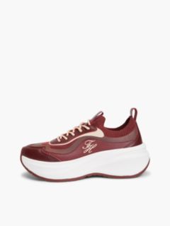 Mixed-Media Platform Runner Sneaker — Oxblood 7
