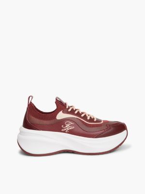 Mixed-Media Platform Runner Sneaker, Oxblood