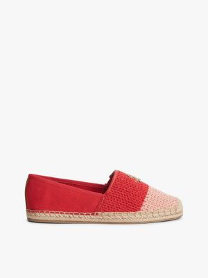 Script Monogram Crochet Espadrille, Ornamental Red
