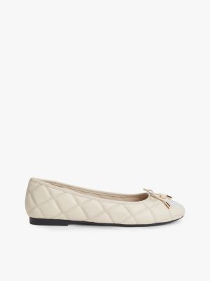 Quilted Leather Ballet Flat, Classic Beige