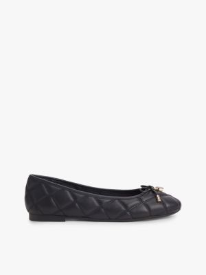 Quilted Leather Ballet Flat, Black
