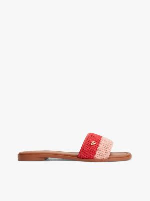 Crochet Slide Sandal, Ornamental Red