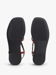 Snake-Embossed Buckled Leather Sandal — Red Snake 5