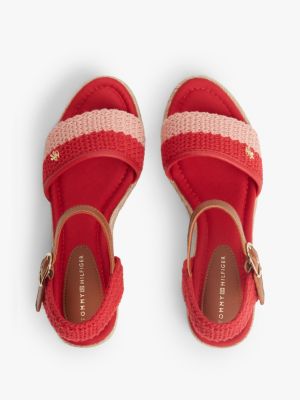 Женские сандалии Tommy Hilfiger Crochet Wedge Espadrille Sandal, цвет: Красный — фото 3