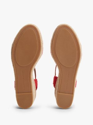 Женские сандалии Tommy Hilfiger Crochet Wedge Espadrille Sandal, цвет: Красный — фото 5