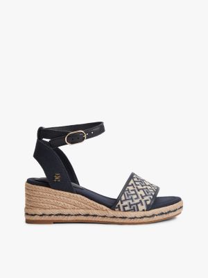 Monogram Jacquard Wedge Espadrille, Space Blue