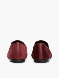 Embroidered Crest Velour Slipper Loafer — Oxblood 4