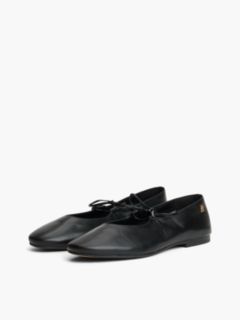 Lace-Up Leather Mary Jane Ballet Flat — Black 2