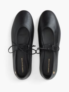 Lace-Up Leather Mary Jane Ballet Flat — Black 3
