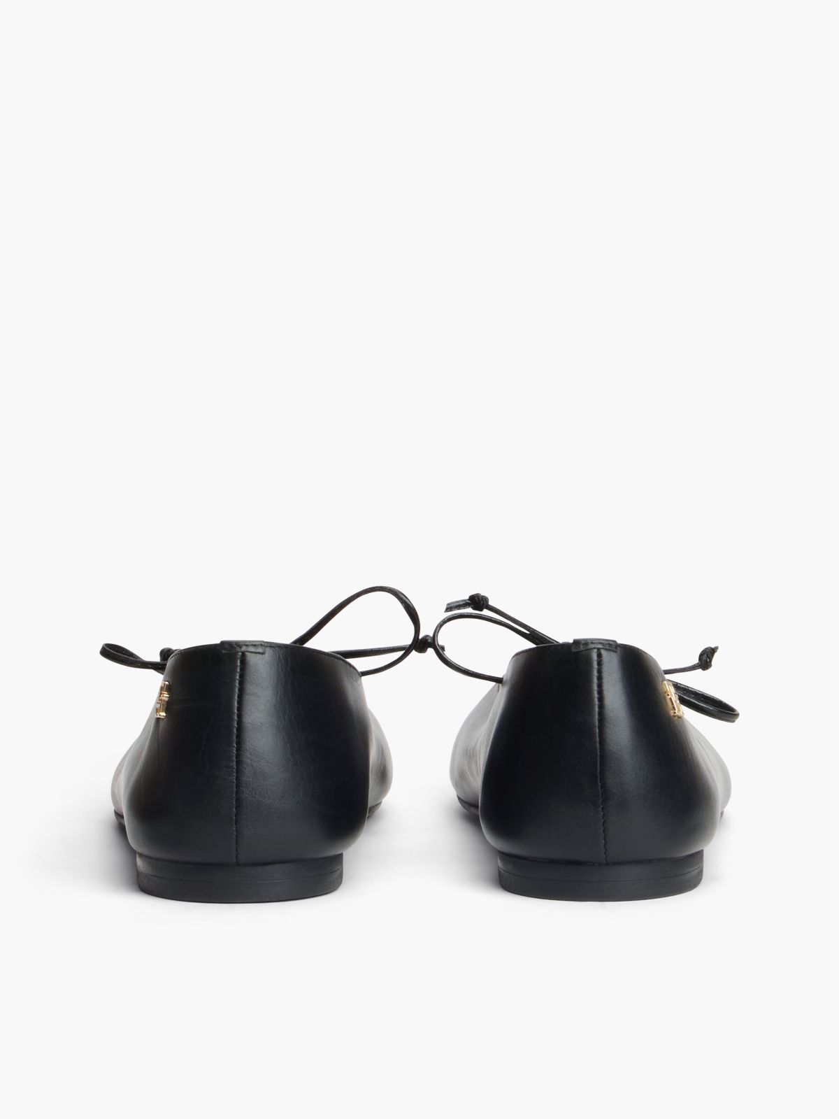 Lace-Up Leather Mary Jane Ballet Flat — Black