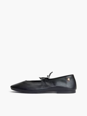 Женские балетки Tommy Hilfiger Lace-Up Leather Mary Jane Ballet Flat, цвет: Чёрный — фото 7