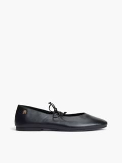 Lace-Up Leather Mary Jane Ballet Flat — Black 1