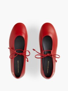 Lace-Up Leather Mary Jane Ballet Flat — Medium Red 3