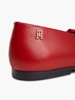 Lace-Up Leather Mary Jane Ballet Flat — Medium Red 6