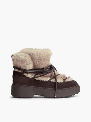 Faux Fur & Suede Snow Boot, Fondant Brown