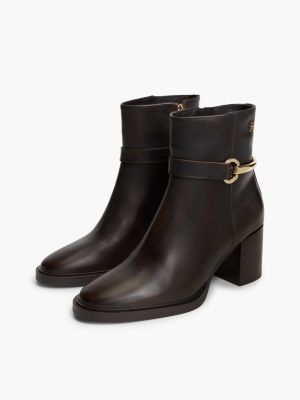 Tommy Hilfiger Women's Leather Ankle Riding Boot - Brushed Brown - US 9.5 / EU 41
