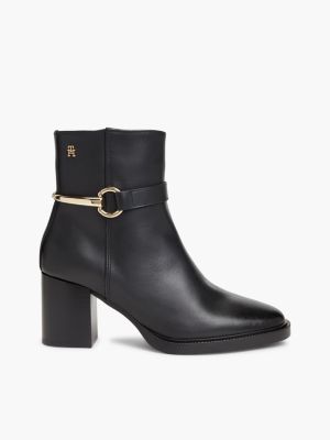 Leather Ankle Riding Boot, Black
