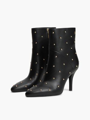 Женские ботинки Tommy Hilfiger Studded Heeled Leather Ankle Boot, цвет: Чёрный — фото 2