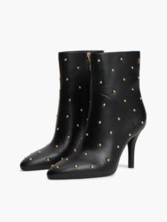 Studded Heeled Leather Ankle Boot — Black 2