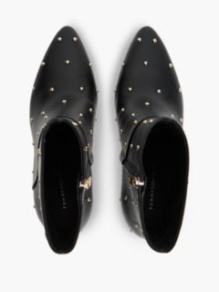 Studded Heeled Leather Ankle Boot — Black 3