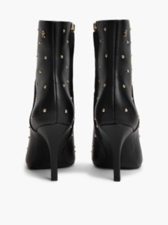 Studded Heeled Leather Ankle Boot — Black 4