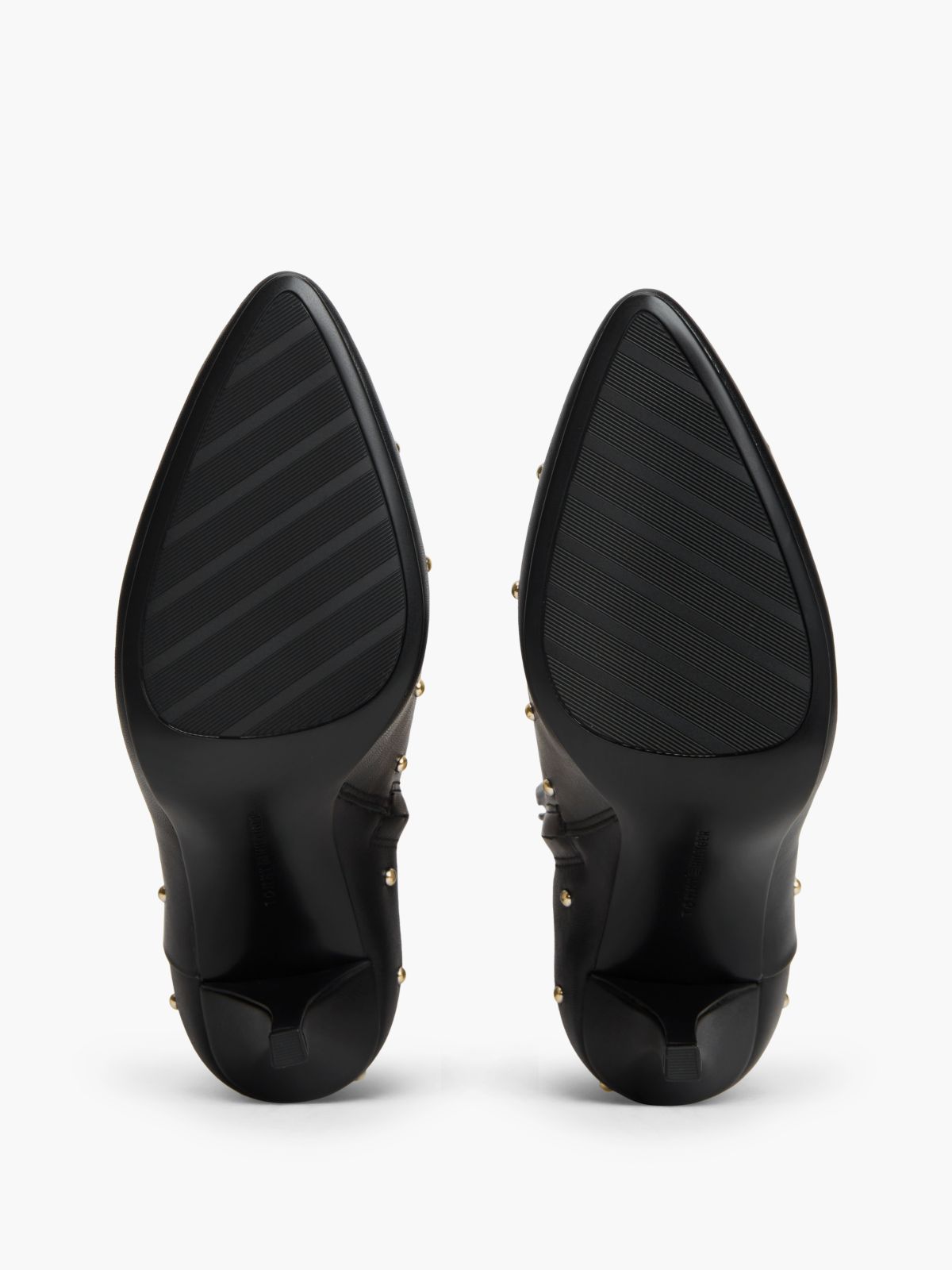 Studded Heeled Leather Ankle Boot — Black