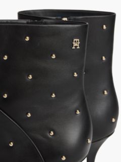 Studded Heeled Leather Ankle Boot — Black 6