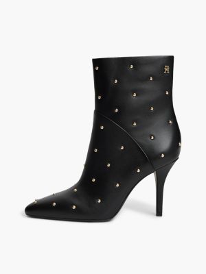 Женские ботинки Tommy Hilfiger Studded Heeled Leather Ankle Boot, цвет: Чёрный — фото 7
