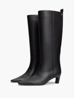 Knee-High Leather Kitten-Heel Boot — Black 2