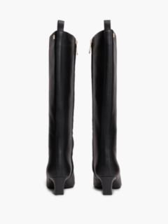 Knee-High Leather Kitten-Heel Boot — Black 4