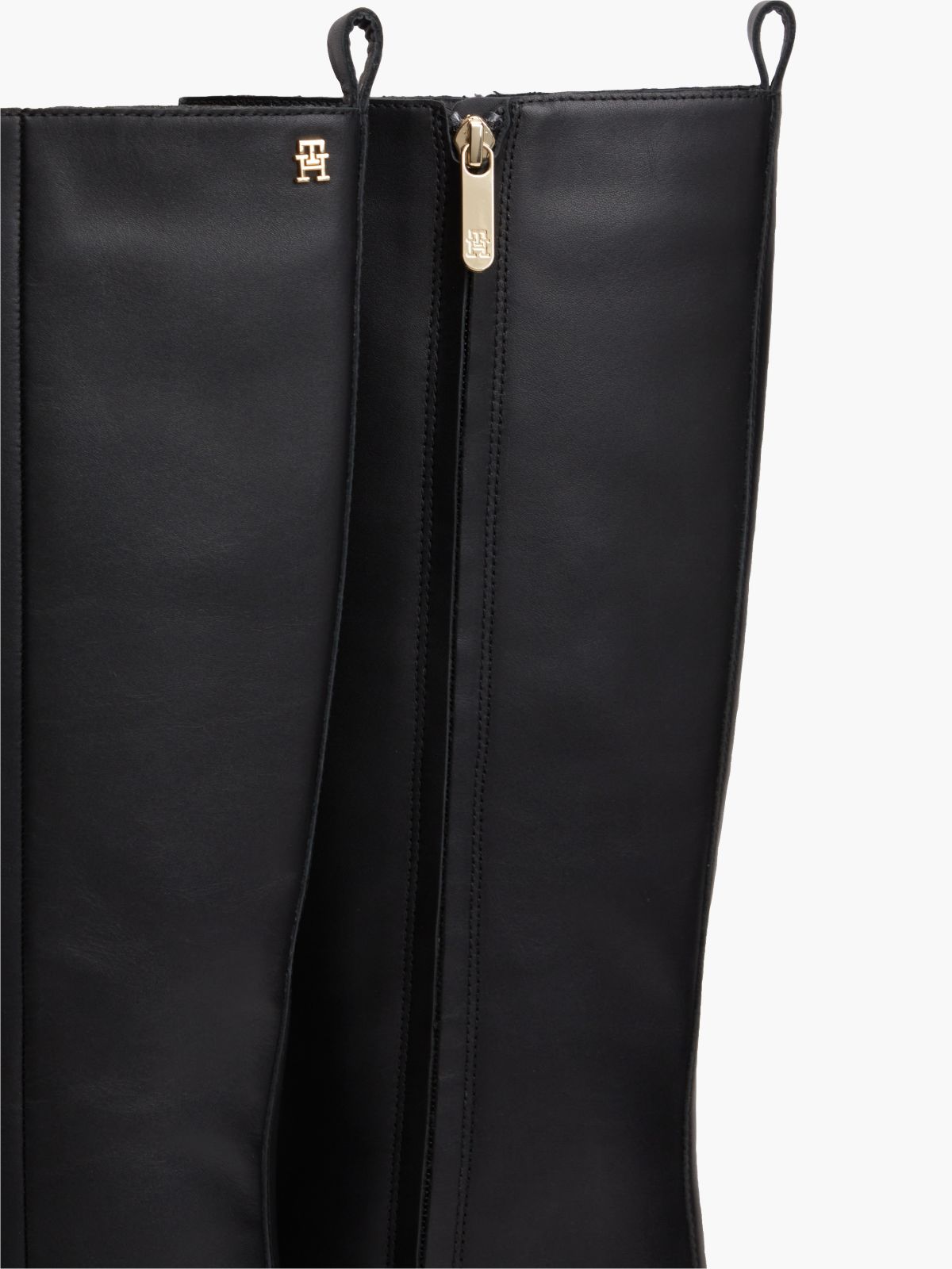 Knee-High Leather Kitten-Heel Boot — Black