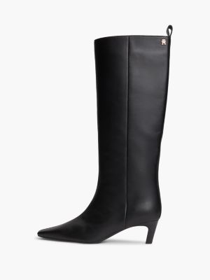 Женские ботинки Tommy Hilfiger Knee-High Leather Kitten-Heel Boot, цвет: Чёрный — фото 7