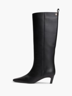 Knee-High Leather Kitten-Heel Boot — Black 7