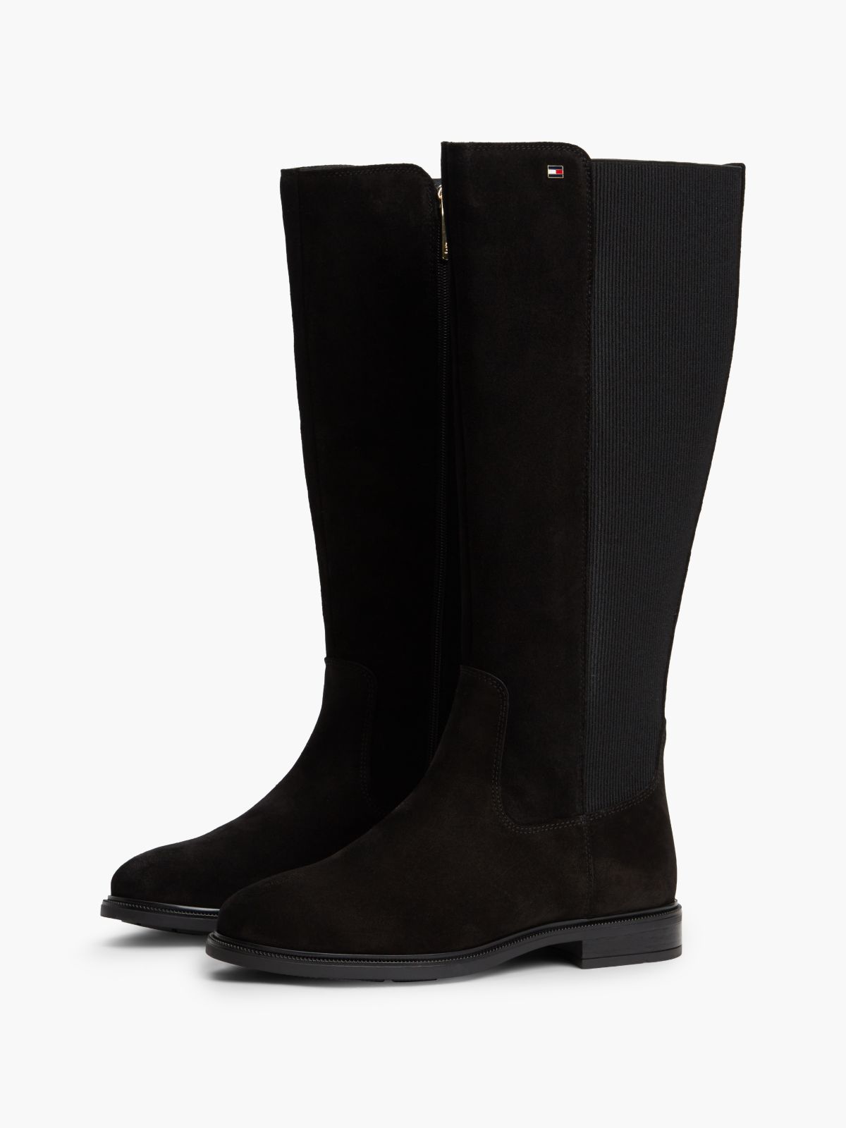 Stretch Suede Boot — Black