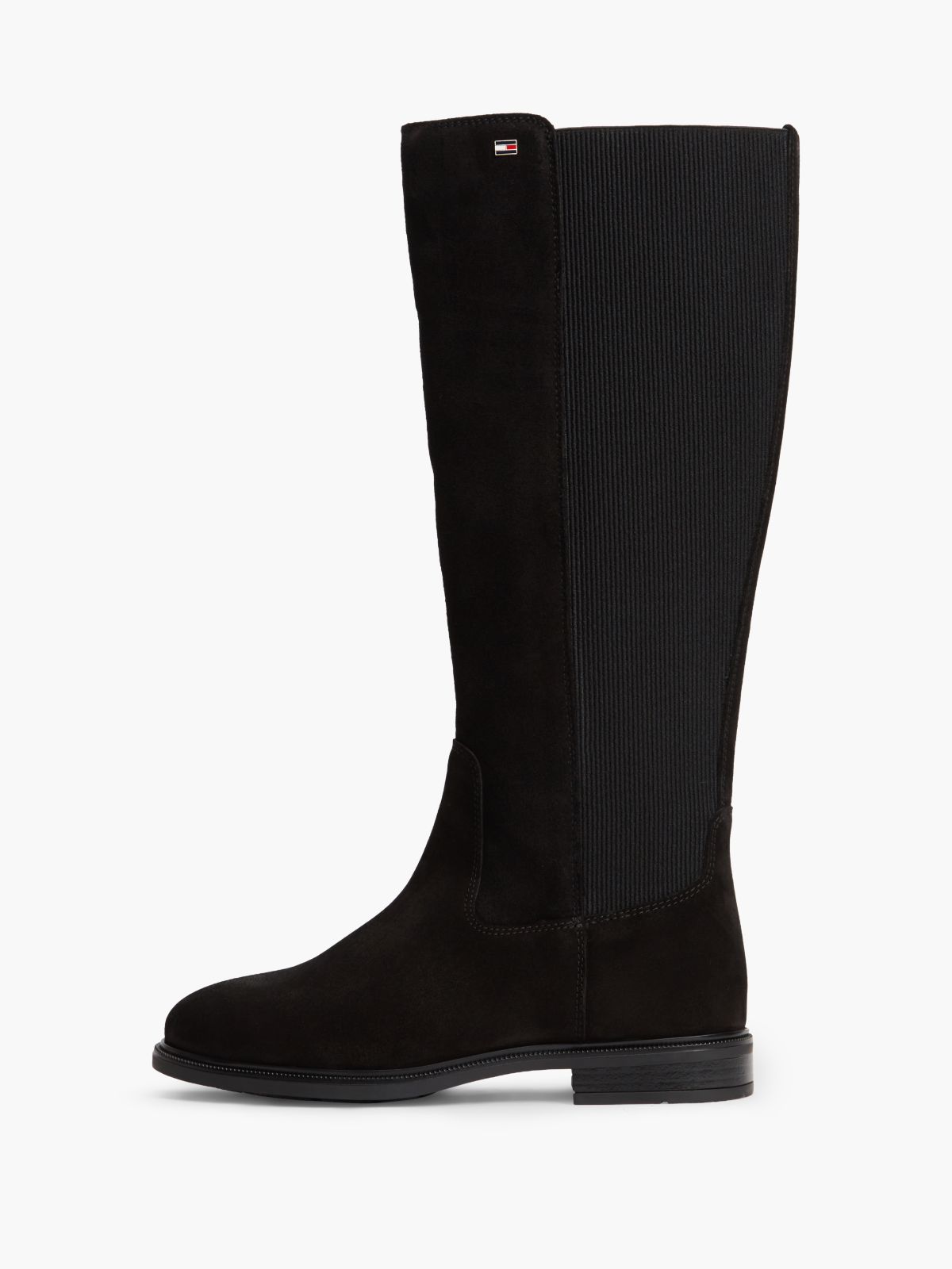 Stretch Suede Boot — Black