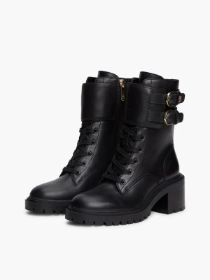 Женские ботинки Tommy Hilfiger Heeled Leather Biker Boot, цвет: Чёрный — фото 2