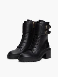 Heeled Leather Biker Boot — Black 2