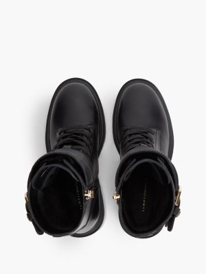 Женские ботинки Tommy Hilfiger Heeled Leather Biker Boot, цвет: Чёрный — фото 3