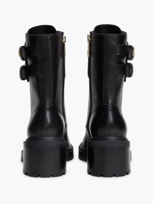Женские ботинки Tommy Hilfiger Heeled Leather Biker Boot, цвет: Чёрный — фото 4