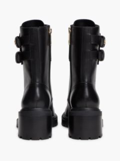Heeled Leather Biker Boot — Black 4