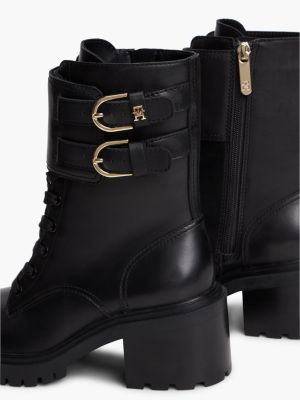 Женские ботинки Tommy Hilfiger Heeled Leather Biker Boot, цвет: Чёрный — фото 6